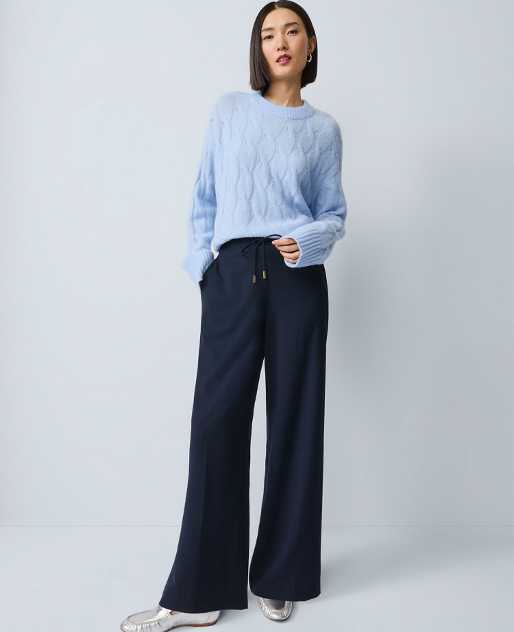 Ann Taylor Petite Wide-leg Jogger Pant In Blue