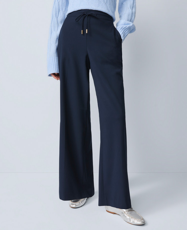 Ann Taylor Petite Wide-leg Jogger Pant In Blue