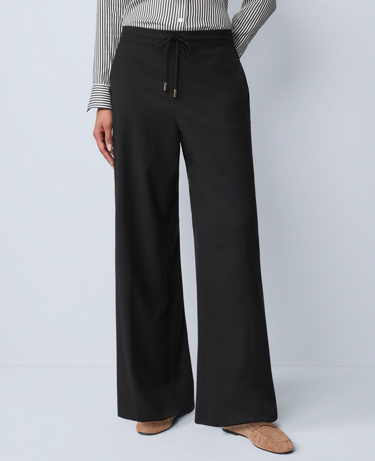 Ann Taylor Petite Wide-leg Jogger Pant In Black