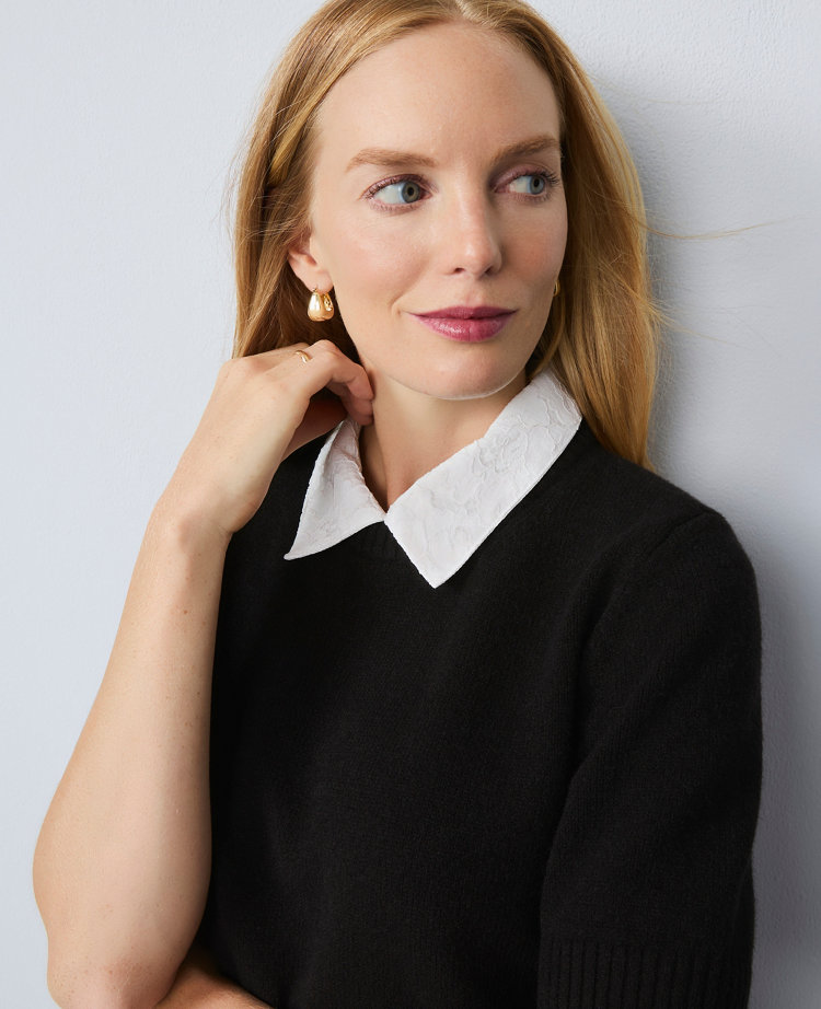 Lace Collar Sweater Tee