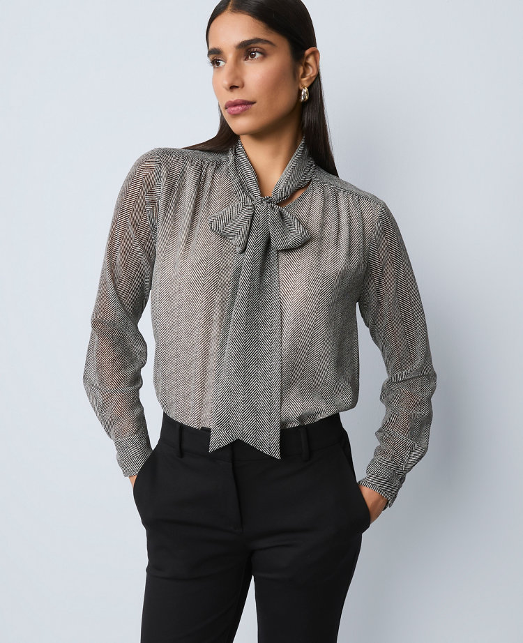 Herringbone Bow Blouse