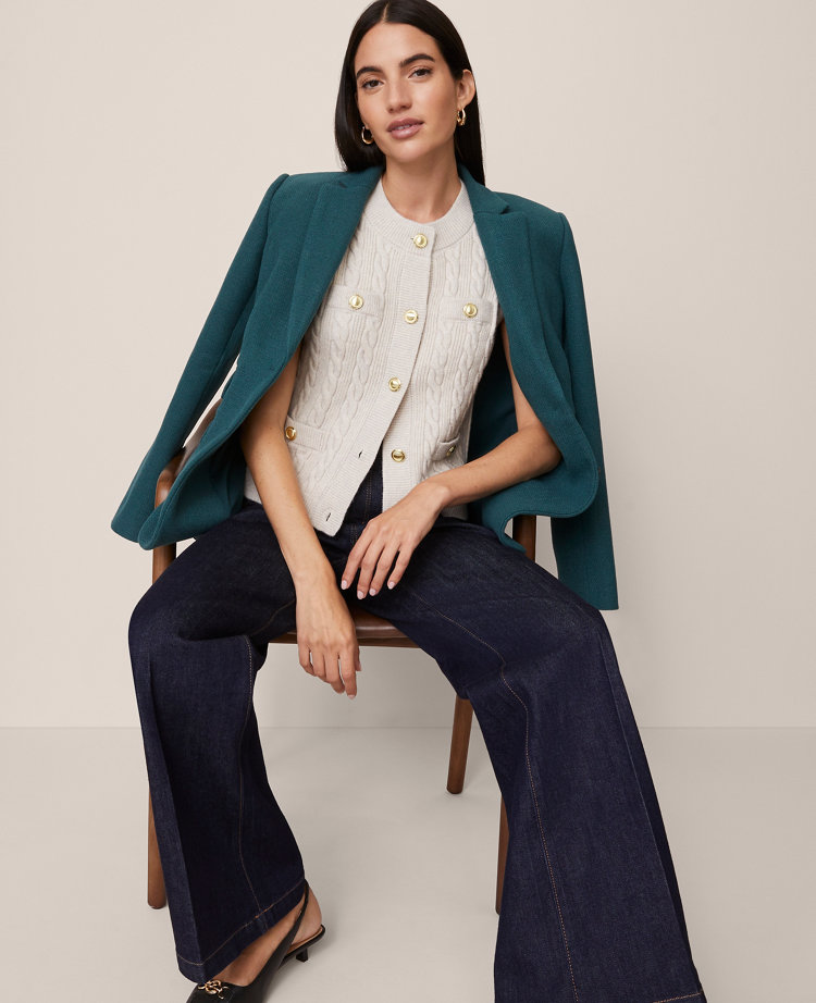Ann Taylor Petite Cable Sweater Vest In Multi