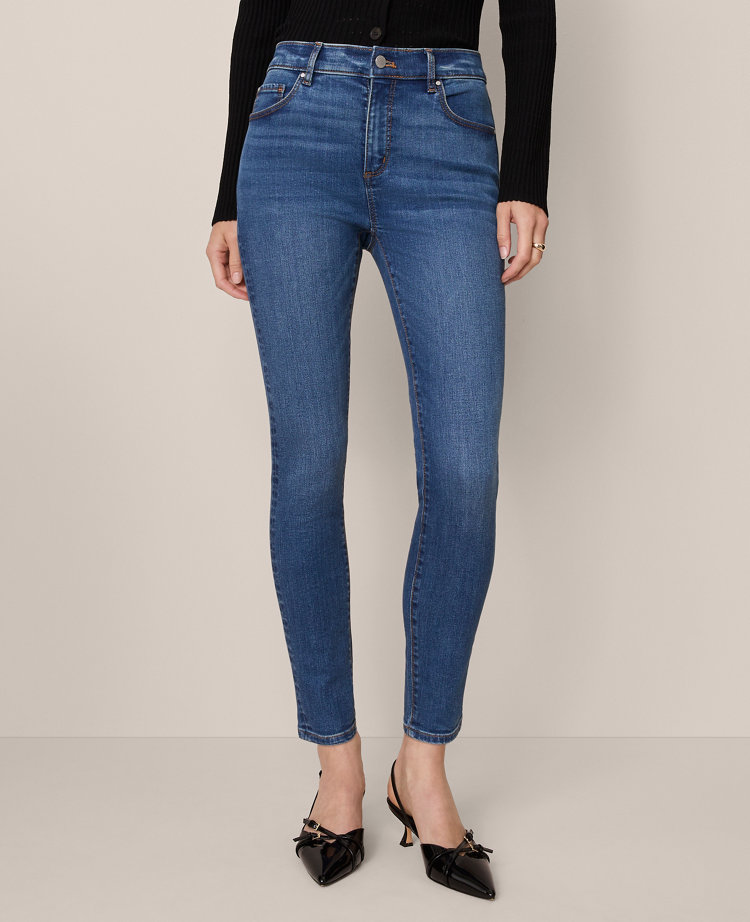 Petite Mid Rise Skinny Jeans in Classic Wash — Curvy Fit