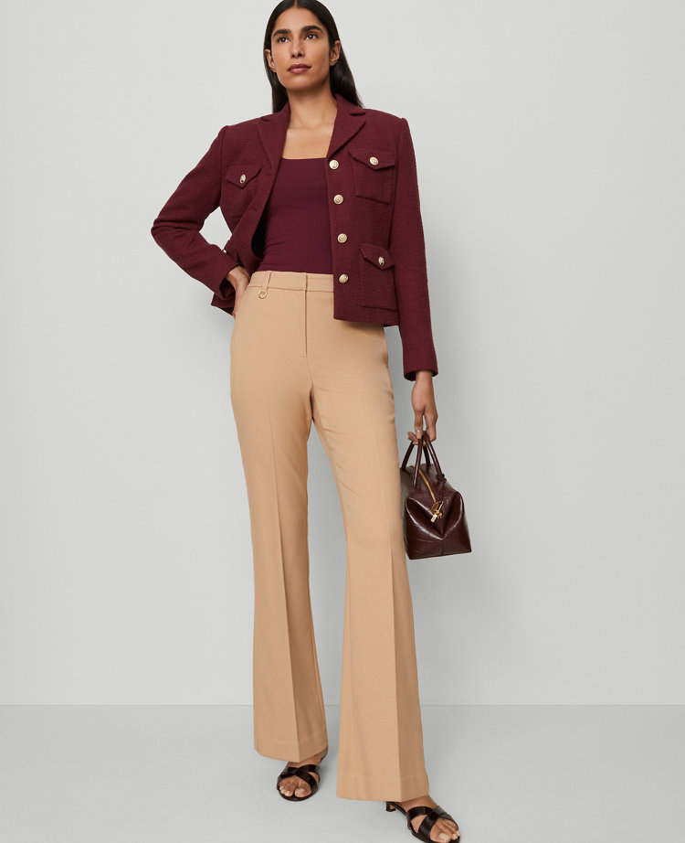 Ann Taylor The Petite Slim Flare Trouser Pant In Brown
