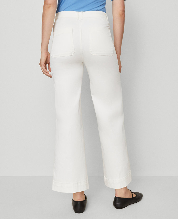 Ann Taylor Petite Weekend Collection Sateen Patch Pocket Pant In White