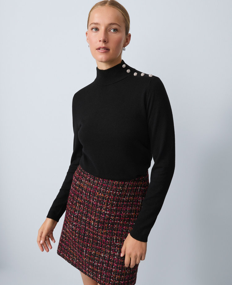 Button Turtleneck Sweater