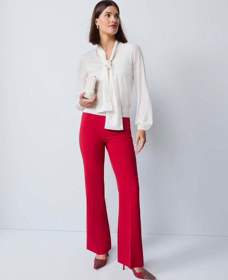 Mixed Media Tie Neck Top