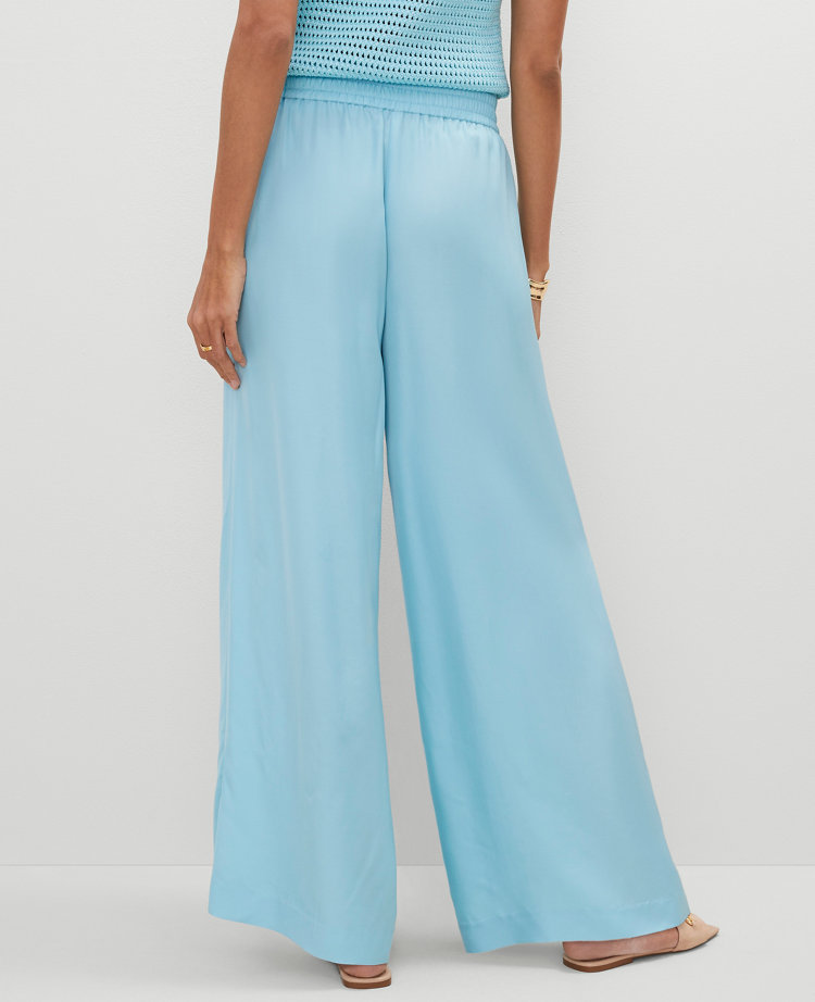 The Petite Pull-On Wide-Leg Pant in Satin