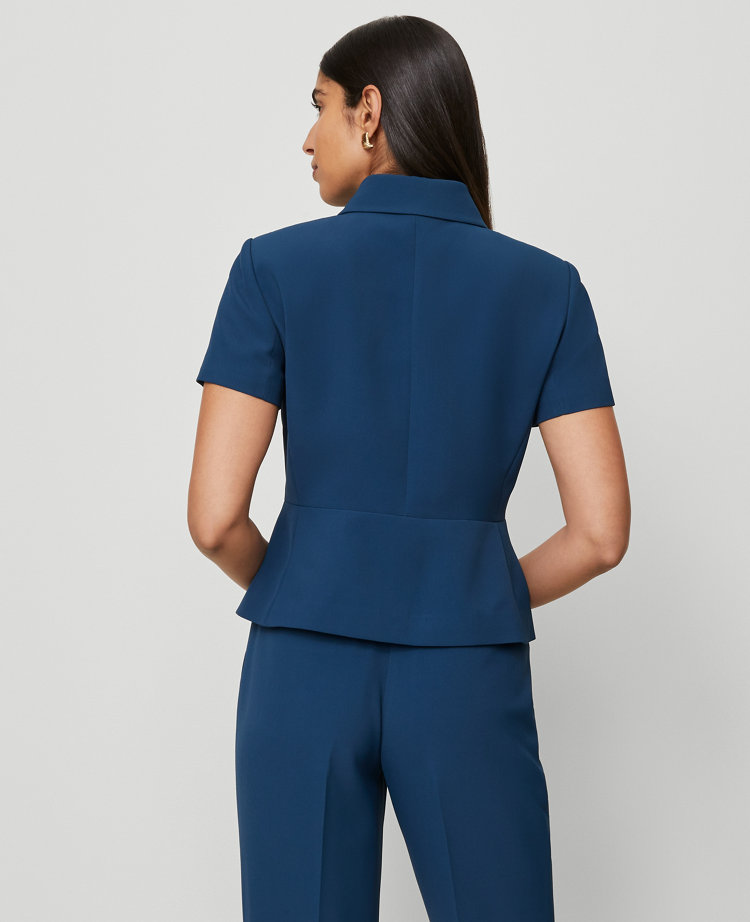 The Petite Collared Jacket in Fluid Crepe