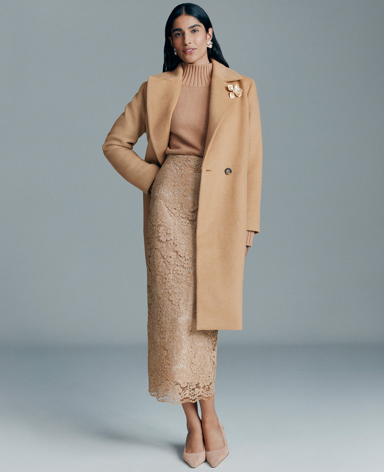 Lace Column Midi Skirt