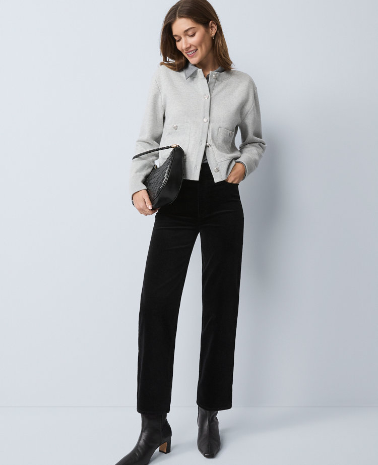 Ann Taylor Weekend Collection Stretch Velvet Pant In Black