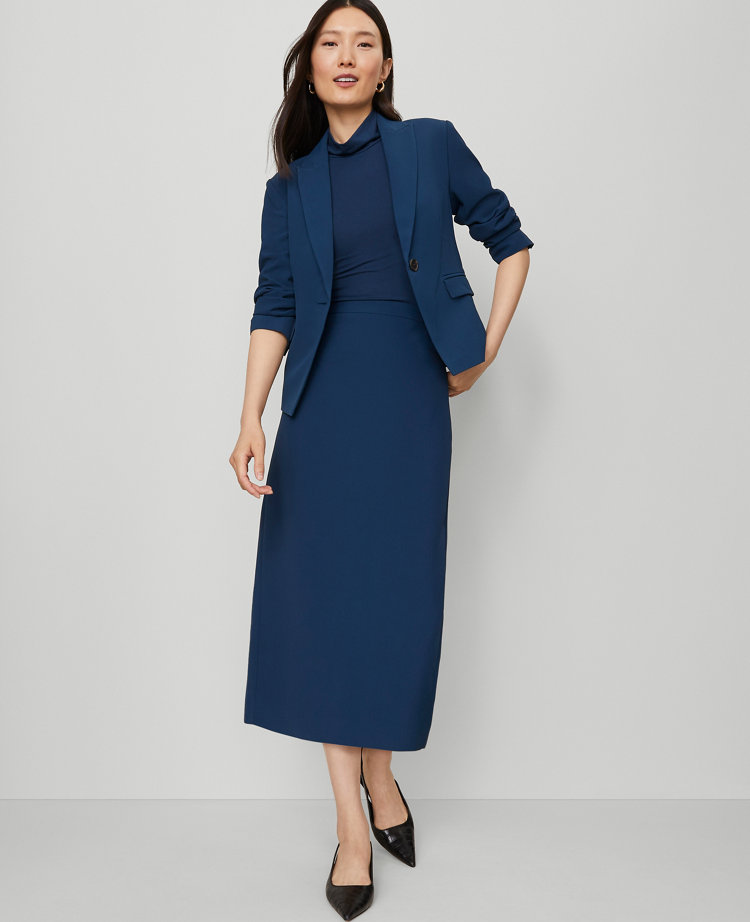 Petite Crepe Column Midi Skirt
