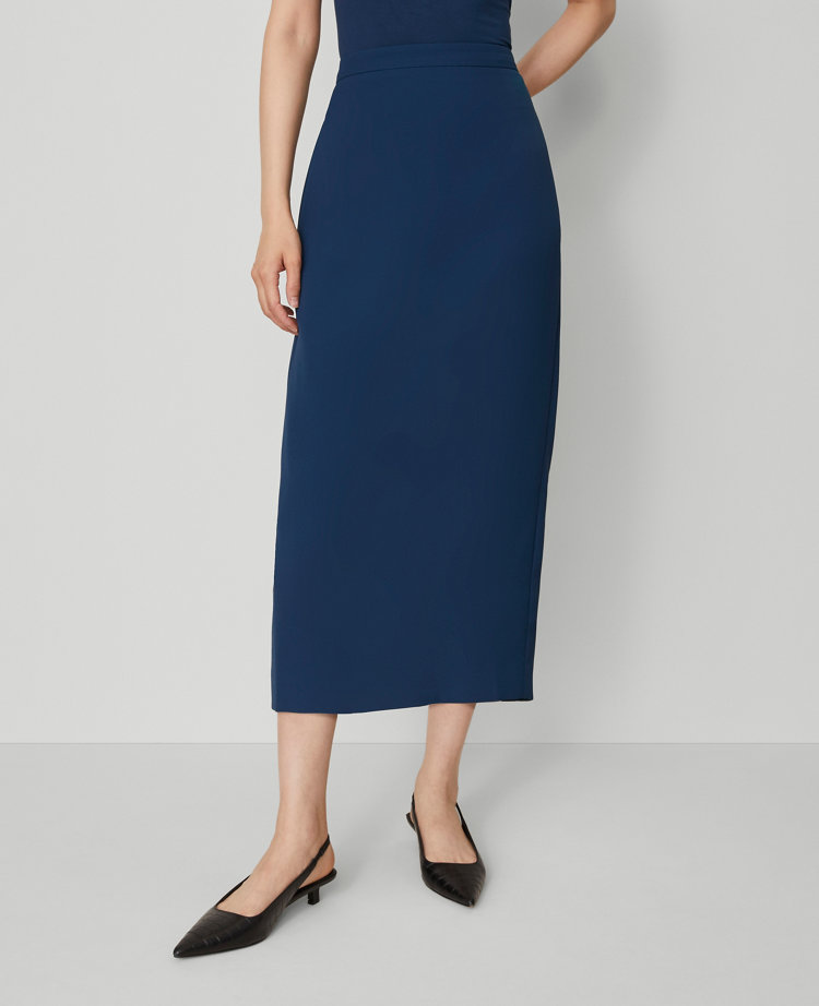 Petite Crepe Column Midi Skirt