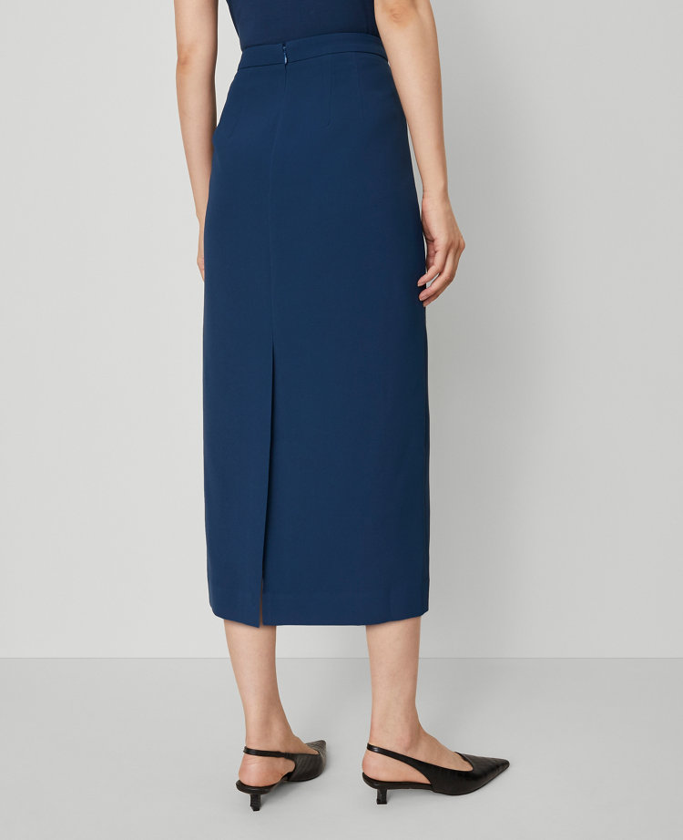 Petite Crepe Column Midi Skirt