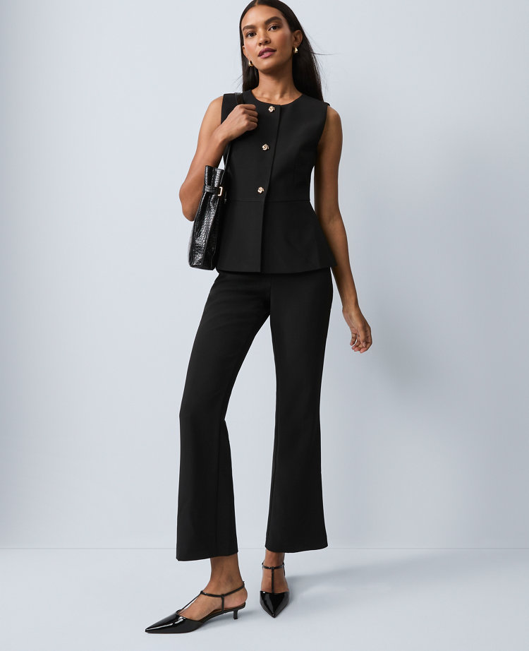 Ann Taylor Crew Neck Peplum Vest In Black