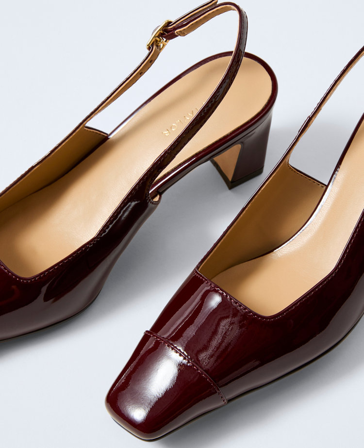 Cap Toe Patent Leather Slingback Pump