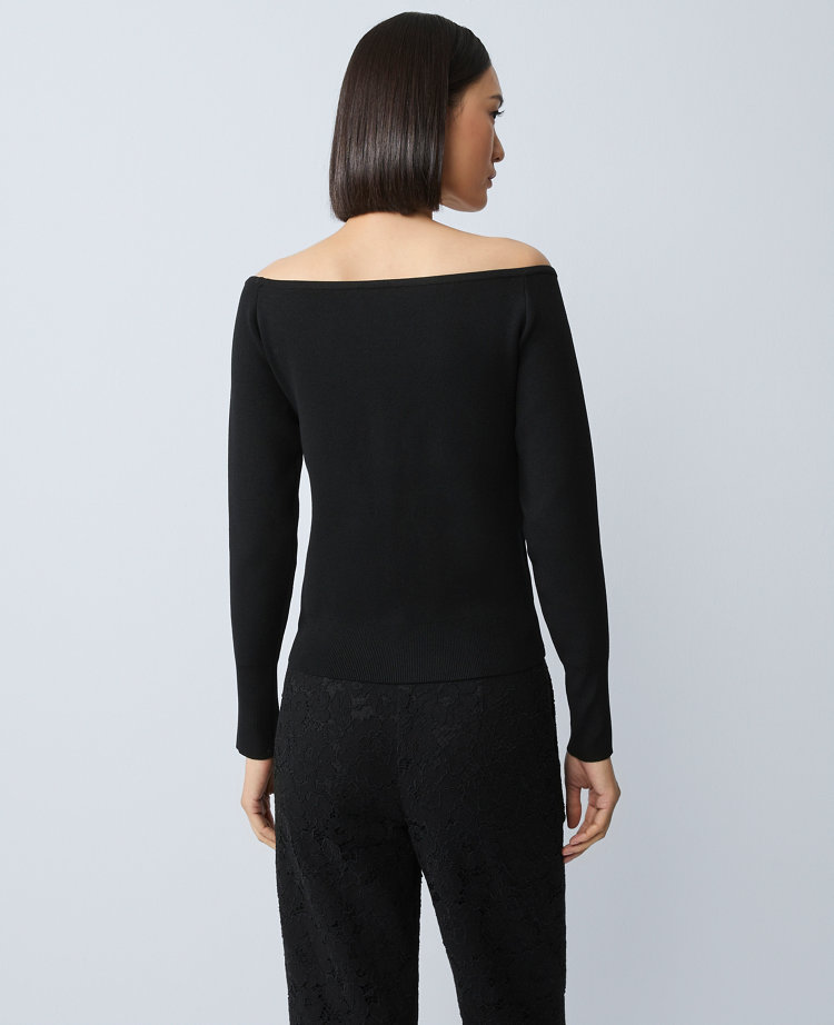 Ann Taylor Off-the-shoulder Sweater In Black