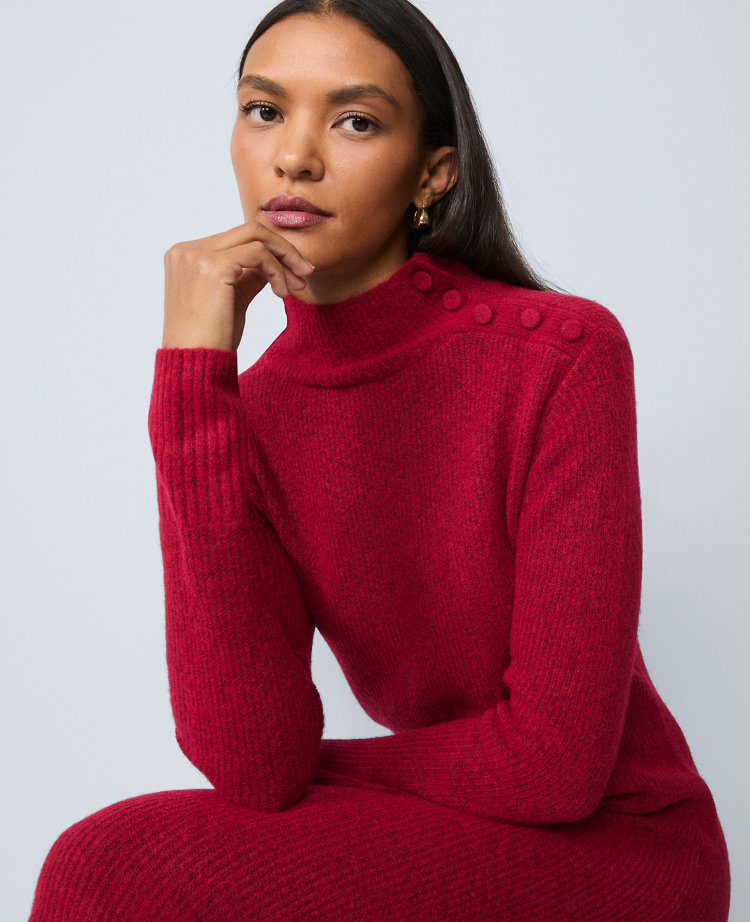 Weekend Collection Ribbed Button Sweater Dress