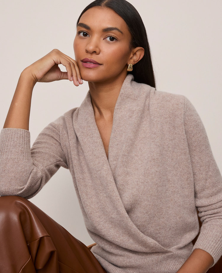 Ann Taylor Cashmere Shawl Collar Sweater In Neutral