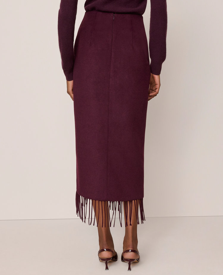 Petite Fringe Midi Wrap Skirt