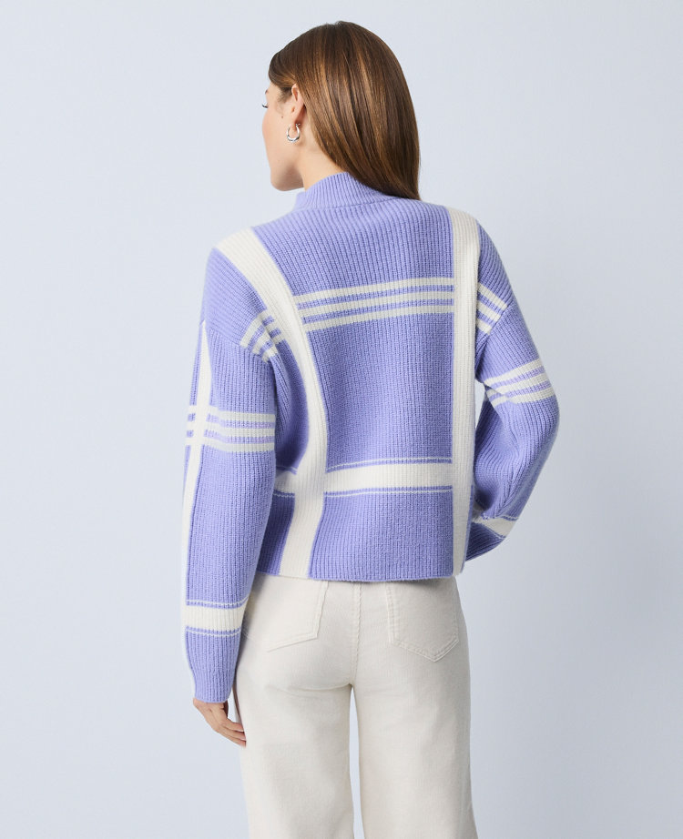 Weekend Collection Plaid Mock Neck Sweater