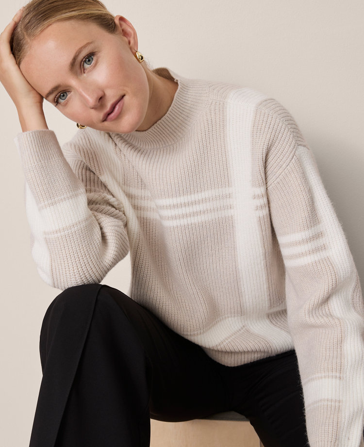 Plaid Mock Neck Sweater