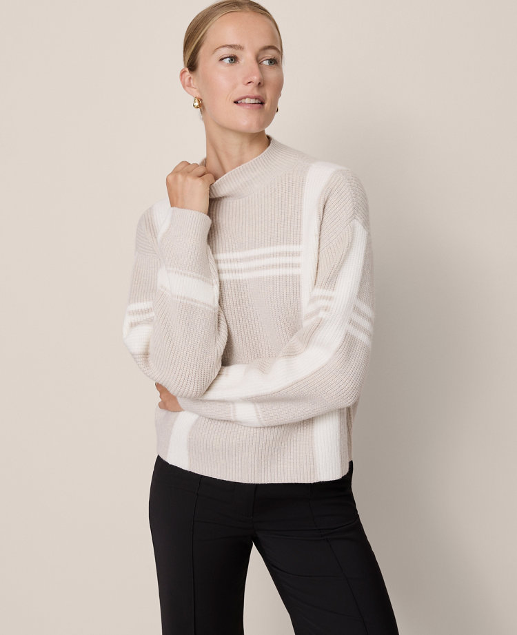 Plaid Mock Neck Sweater