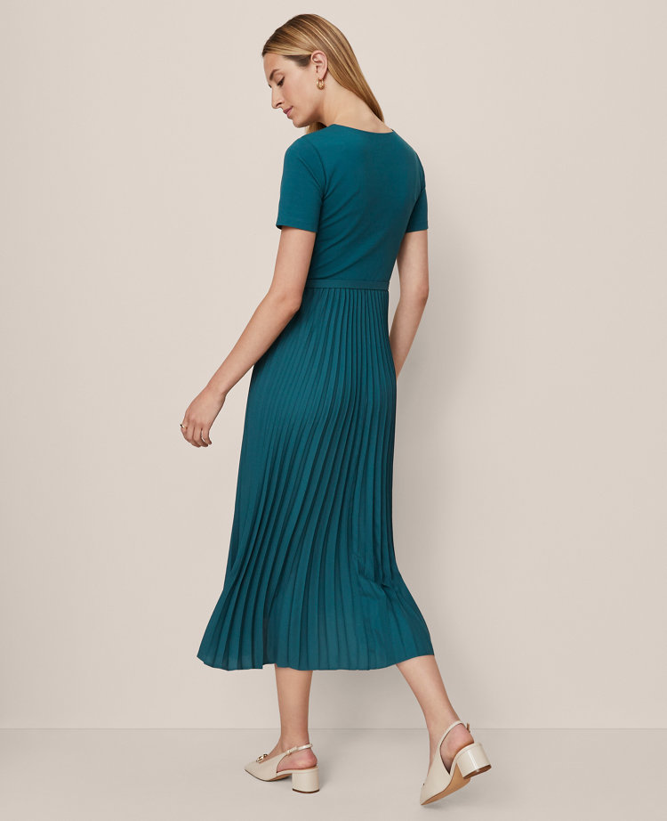 Belted Pleated Midi Dress