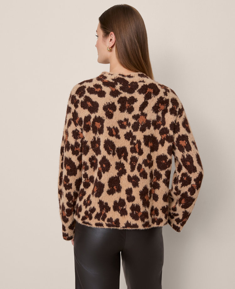 Animal Print Mock Neck Sweater