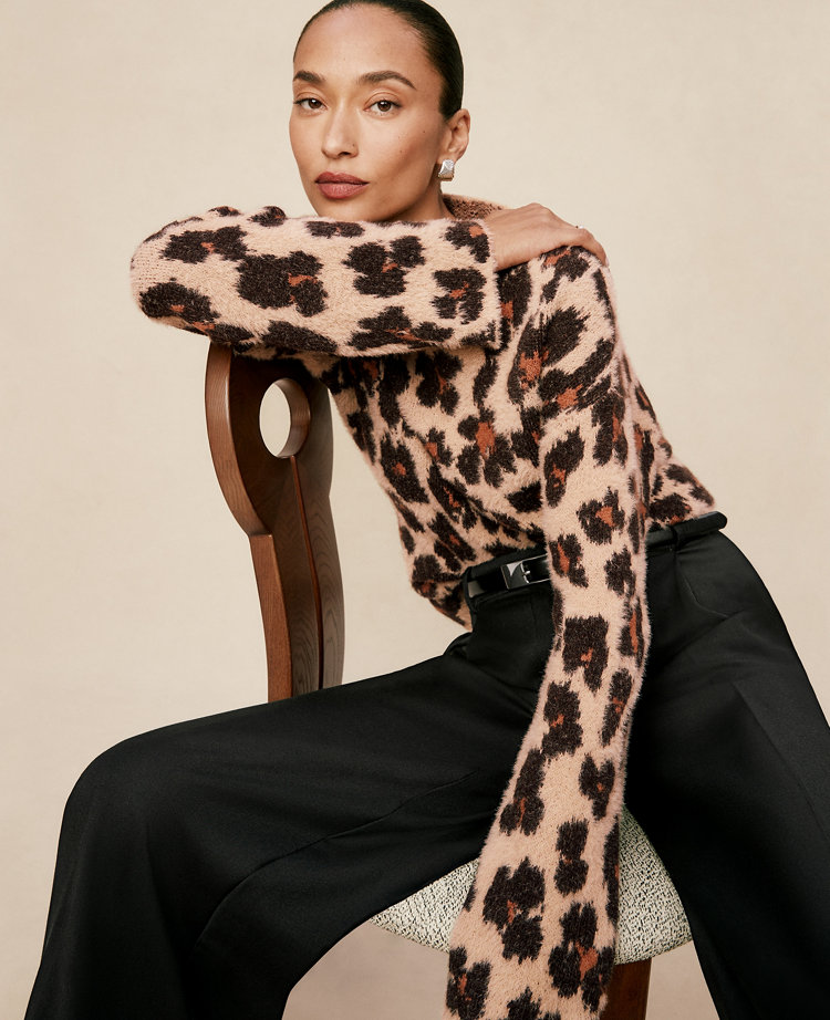 Animal Print Mock Neck Sweater