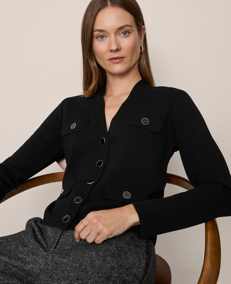 Petite V-Neck Sweater Jacket