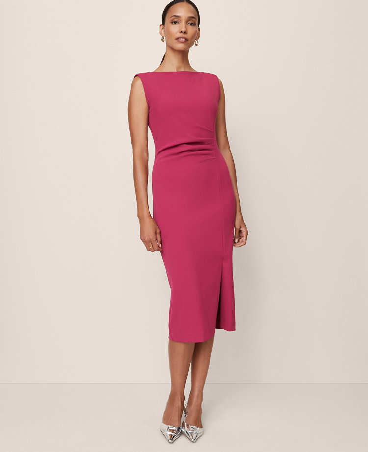 Gathered Midi Sheath Dress