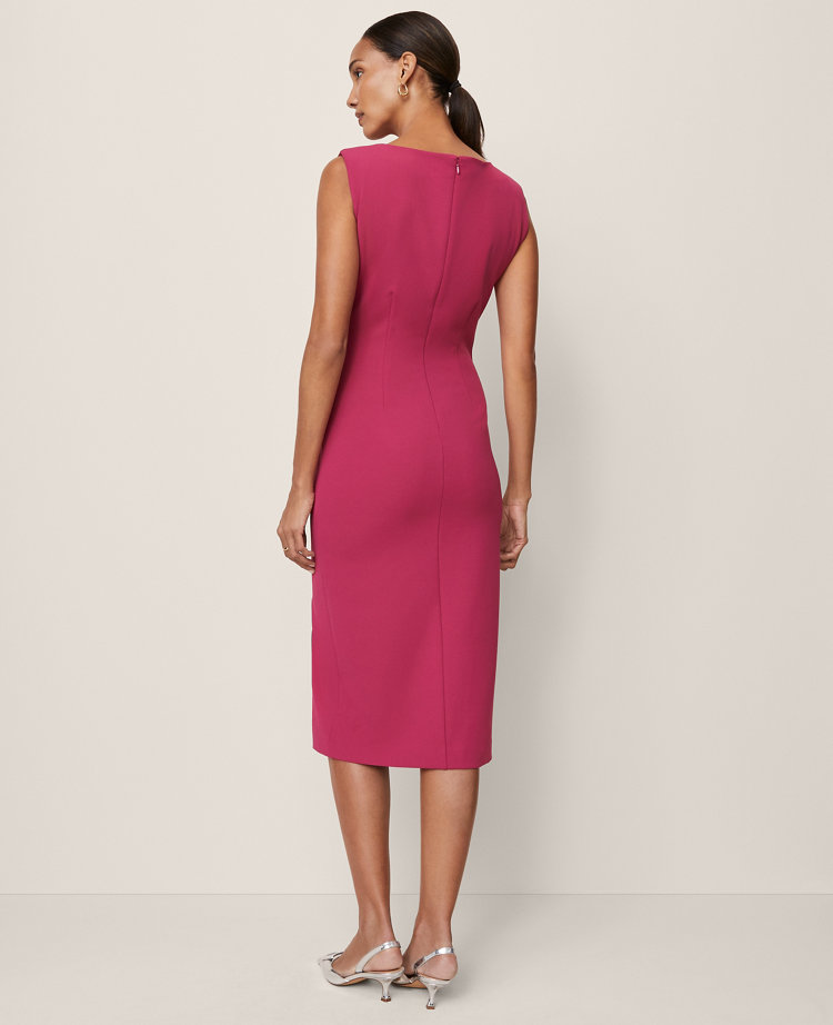 Gathered Midi Sheath Dress