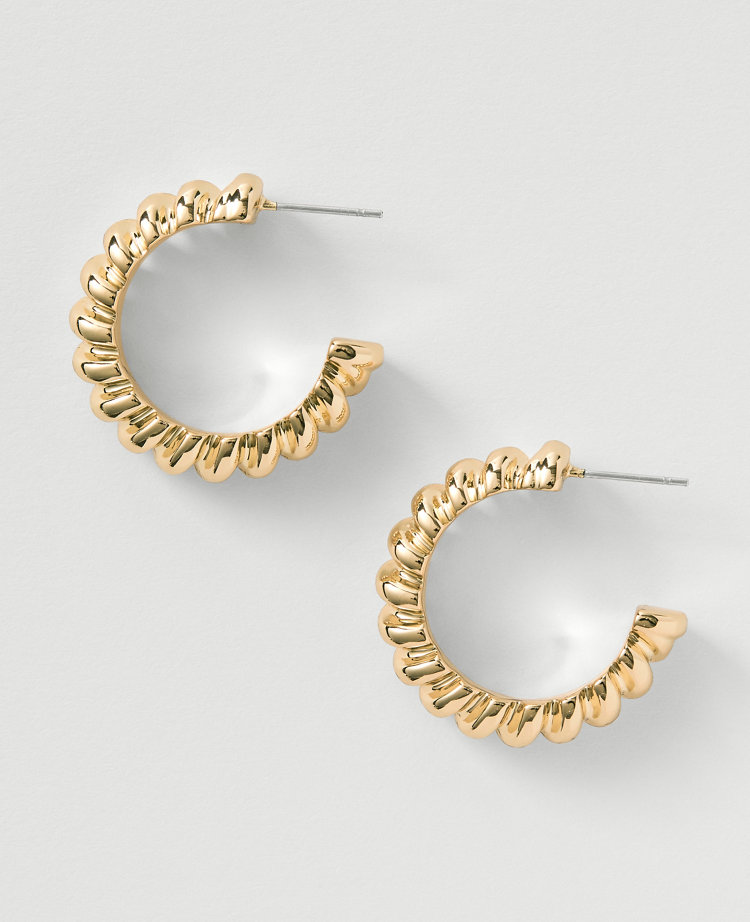 Metal Textured Hoop Earrings