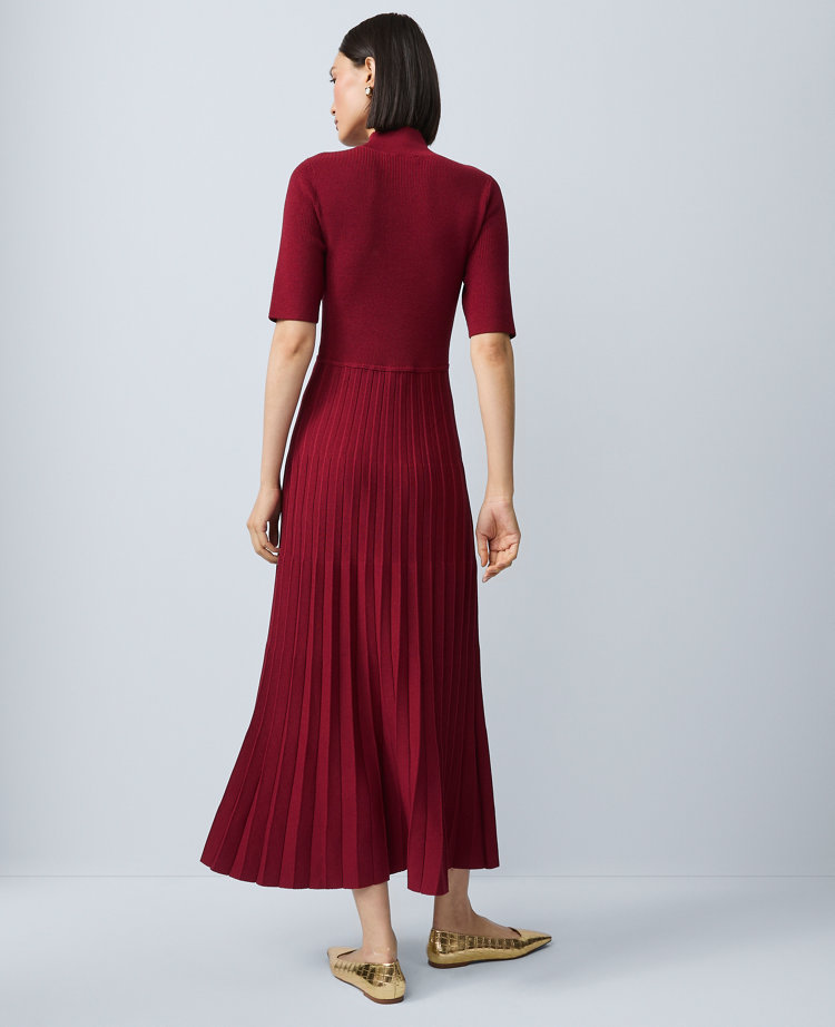 Mock Neck Pleated Sweater Dress carousel Product Image 2