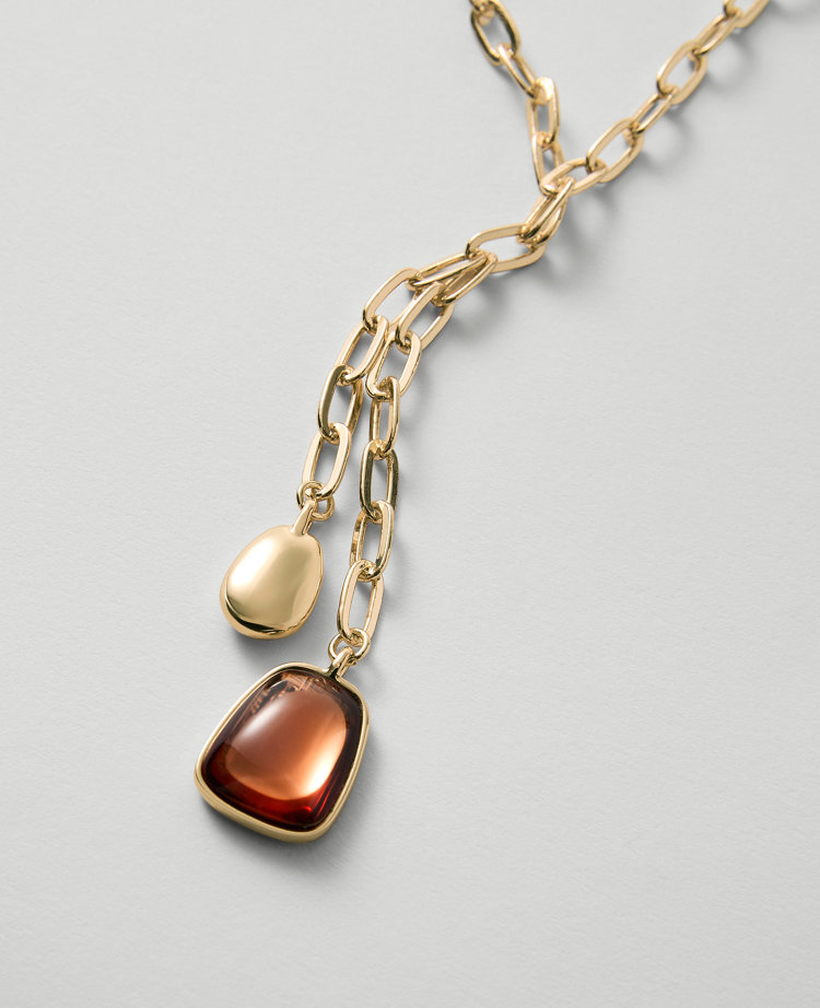 Metal Gem Lariat Necklace