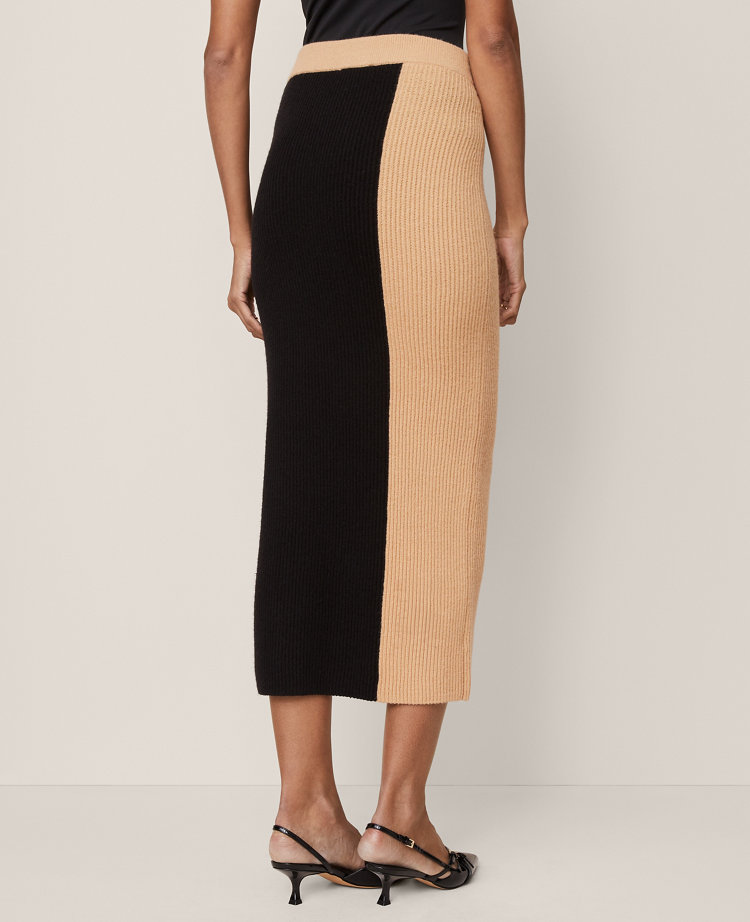 Color Block Ribbed Pencil Skirt