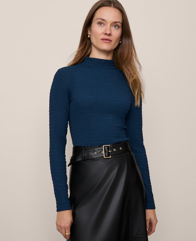 Petite Knit Mock Neck Top