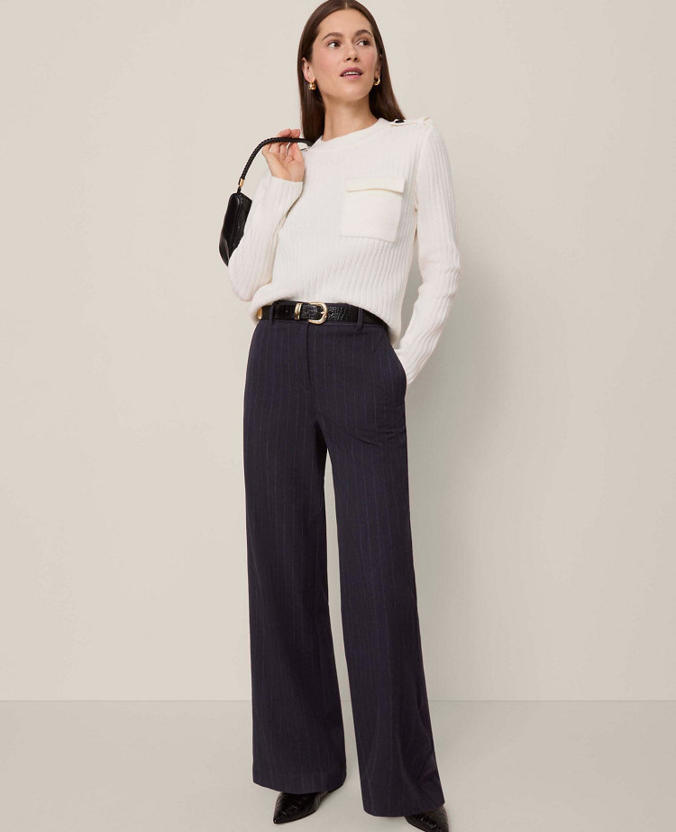 Petite Ribbed Pocket Sweater