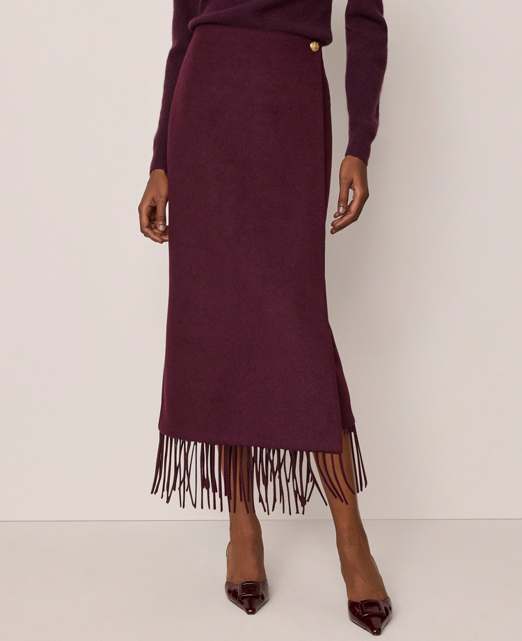 Fringe Midi Wrap Skirt