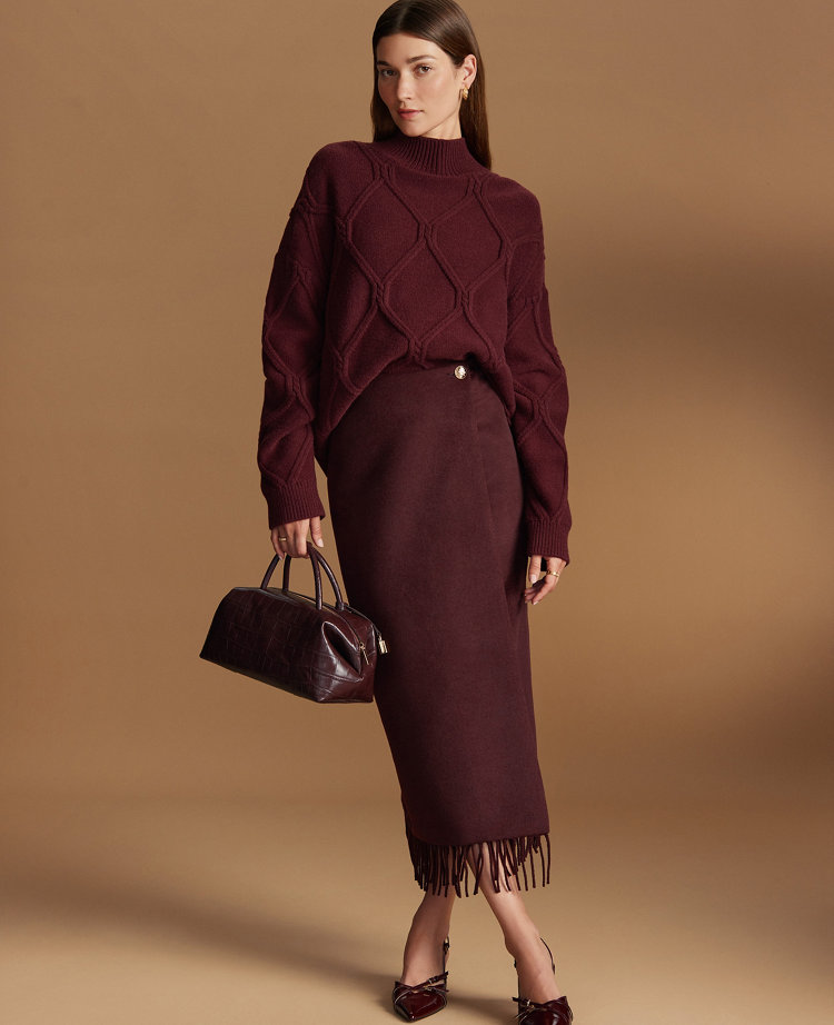 Fringe Midi Wrap Skirt