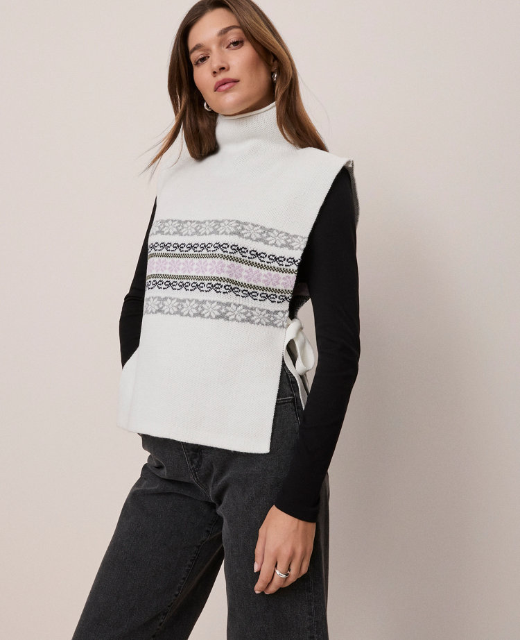 Ann Taylor Fair Isle Dickie Sweater Vest In Multi