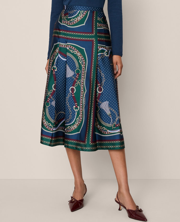 Petite Chain Link Satin Wrap Midi Skirt