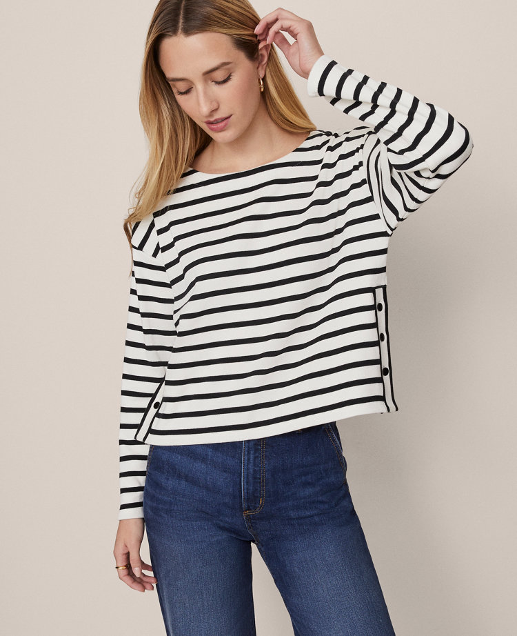 Weekend Collection Striped Crew Neck Top