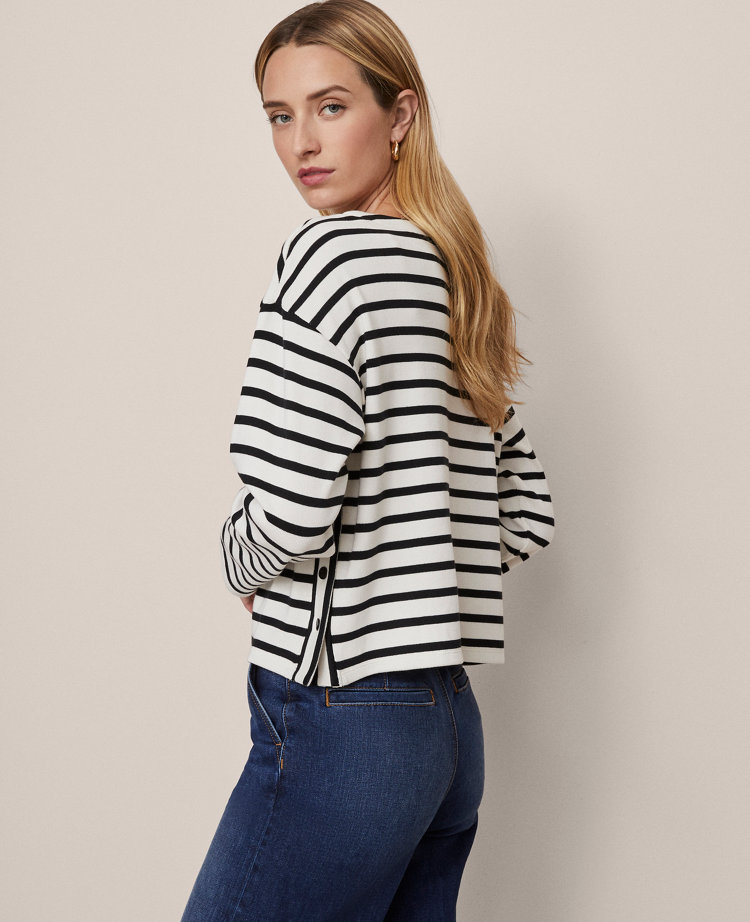 Weekend Collection Striped Crew Neck Top