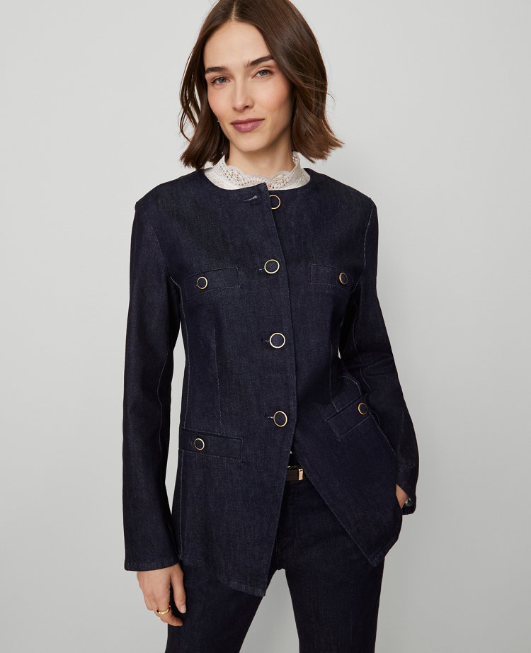 Petite Denim Split Hem Jacket