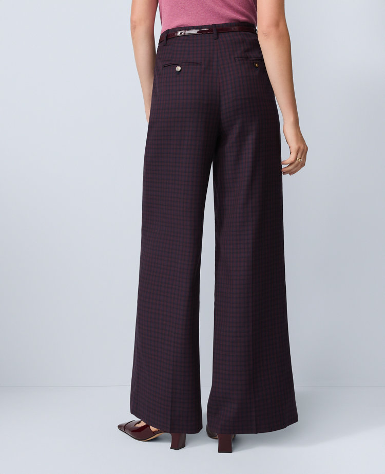 Studio Collection Belted Wide-Leg Pant in Plaid