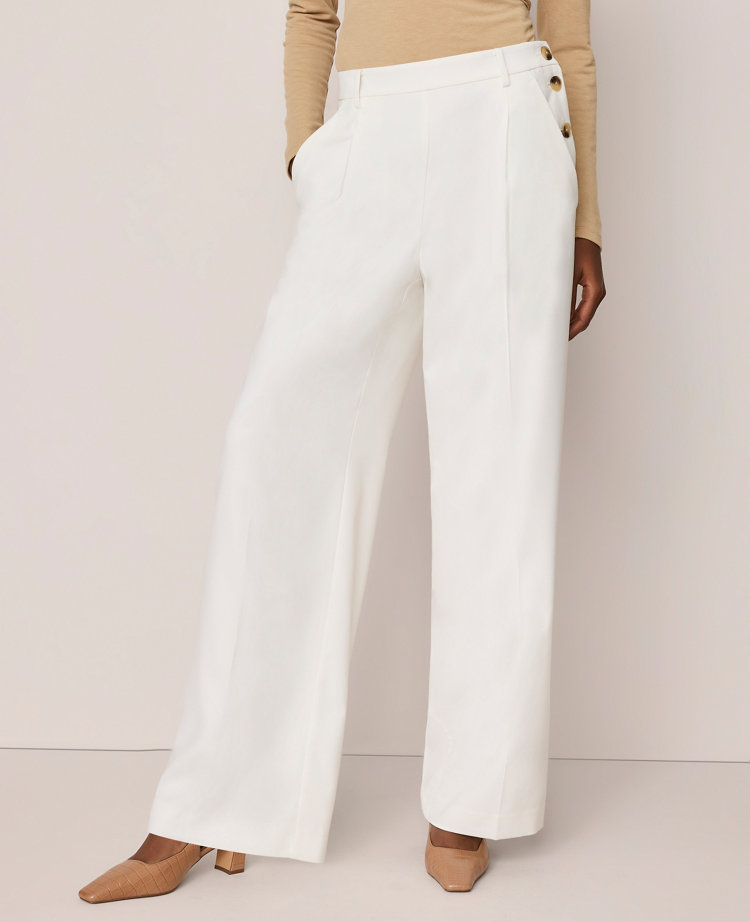 The Petite Side Button Wide-Leg Pant