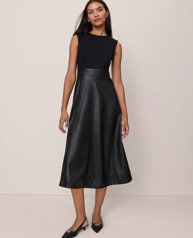 Mixed Media Flare Midi Dress