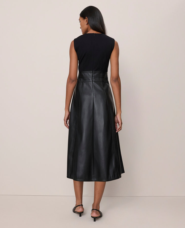 Mixed Media Flare Midi Dress
